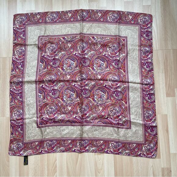 Bloomsbury for Tie Rack Silk Scarf, Foulard Paisley Multicolor Print - Picture 1 of 5